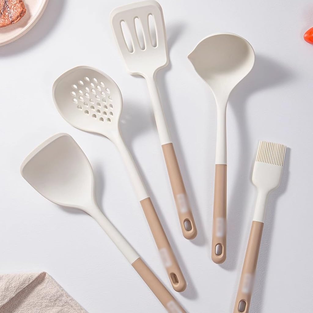 MYUYEE Cooking Tool Set Cookware Kitchen Utensils Non-Stick Soup Ladle Spatula Steel Handle