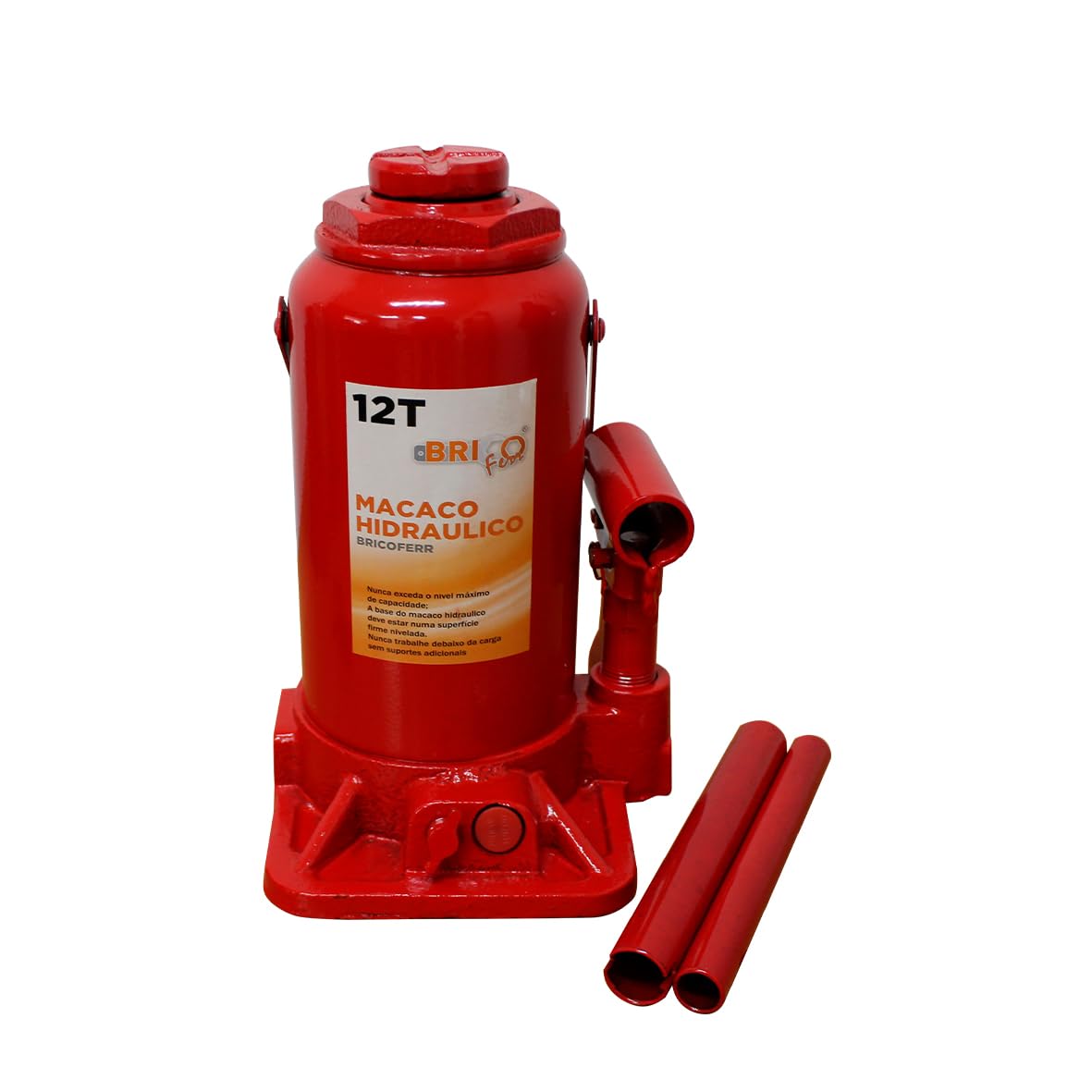 Bricoferr Gato hidráulico Tipo Botella 12T – Altura Ajustable de 215 a 400 mm