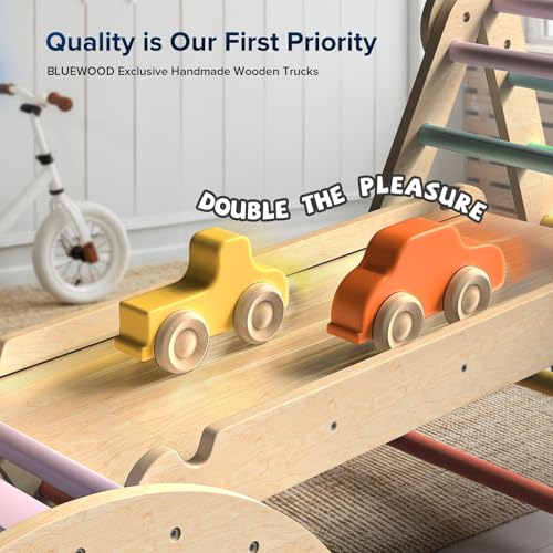 Image of BlueWood Pikler Triangle Set with Safe Handle, Foldable 7-in-1 Montessori Toddler Climbing Toys Indoor, Wooden Pickler Climbing Set, Baby Jungle Gym & Playground, Climbing Toys for 1-3 Year, Colorful