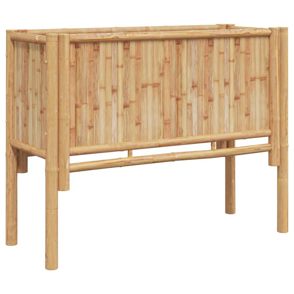 Hochbeet Bambus Pflanzkasten 90 x 35 x 70 cm Braun | Stabiler Blumenkasten aus natürlichem Bambus für Terrasse und Garten zur rückenschonenden und einfachen Pflanzenpflege.