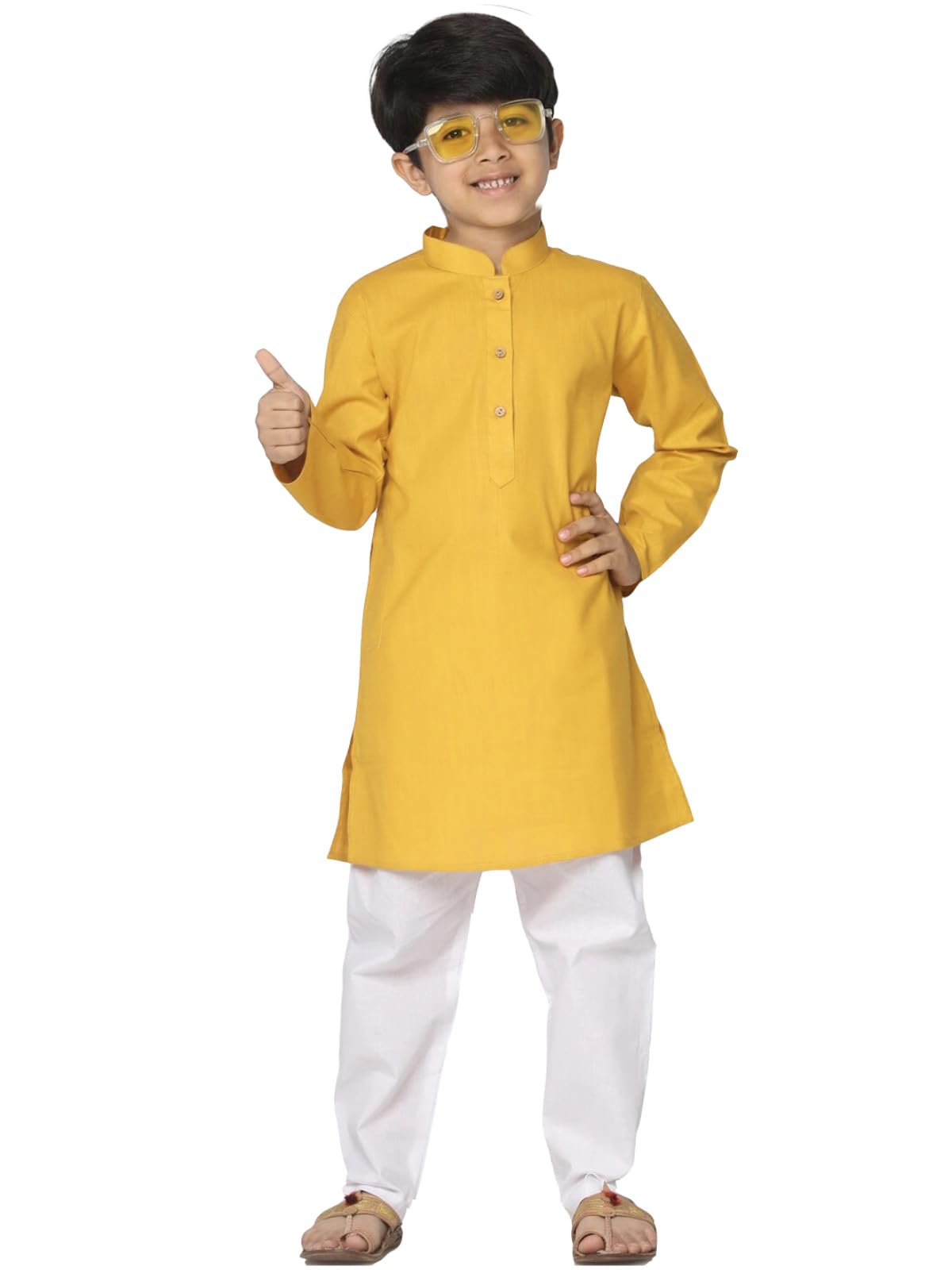Boys' Solid Plain Cotton New Kurta Only-image-23