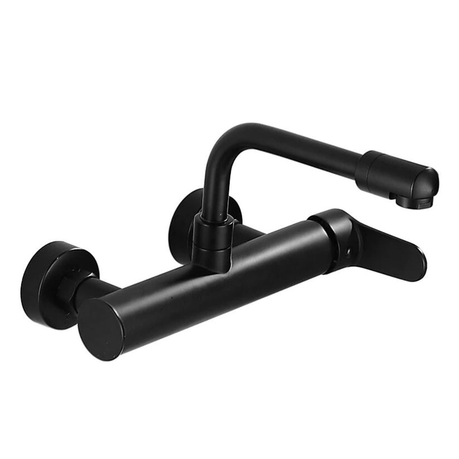 MXXQRHF Wall Mounted Kitchen Mixer Tap - Black Brass Faucet, Swivel Design for Hot & Cold Water, 37cm Sink Faucet for Modern Kitchens