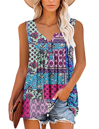 KISSMODA Ladies Casual Vest Shirt V Neck Sleeveless Floral Printed Tank Top - Image 2