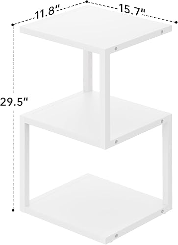 Miniatura 2 de Mesa auxiliar con almacenamiento de 3 niveles, mesa auxiliar en forma de S para espacios pequeños, mesita de noche de 29.5 pulgadas de alto para