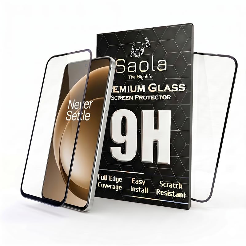 Image of Saola HD Clear Tempered Glass for OnePlus 15 | High Strength 9H Protection, Smooth Touch, Full Coverage Screen Guard, 2-Step Installation Kit | Quick & Easy Application (Pack of 2)