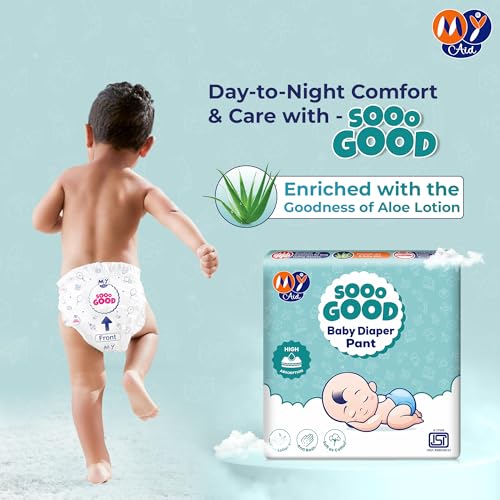 Image of SOOO GOOD Baby Diaper Pants With Aloe Lotion & Wetness Indicator | Soft & Comfortable | Fast Absorption, Rash-Free, Leak-Proof (Size-L, 9 to 14 kg, 30 Counts, Pack of 1)