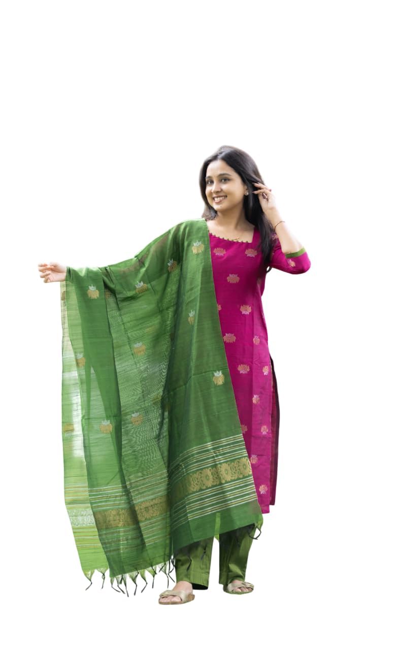 Women's Beautiful Kanchi Cotton Salwar Suit And Zari With Zalar Work kurti Set with Round Neck,Short Sleeve Traditional Kurti set For Any Occasion-picture-34