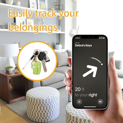 Image of Leather Keychain Case Holder Compatible with Apple AirTag, GPS Airtag Keychain Finder Tracker with Key Ring, Anti-Scratch Protective Air Tag Cover | Leather