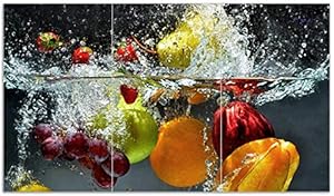 Wallario Herdabdeckplatte 3-teilig Splashing Fruits