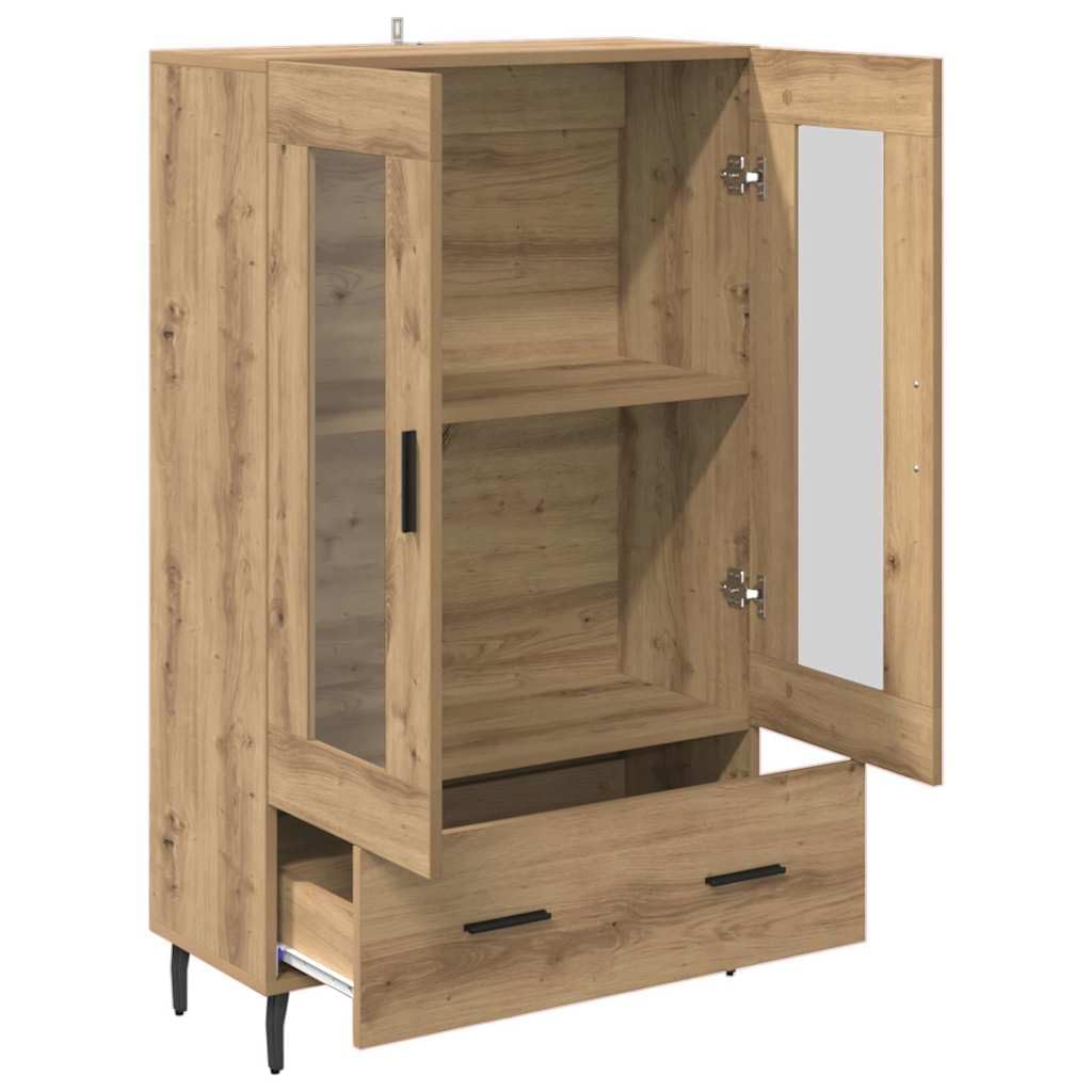 vidaXL Haut Armoire avec tiroir Chêne Artisanal 69,5 x 31 x 115 cm, Salon Moderne, Buffet Rectangulaire, Meuble Bois, Espace Ample, Legs Métalliques, Pratique et Chic