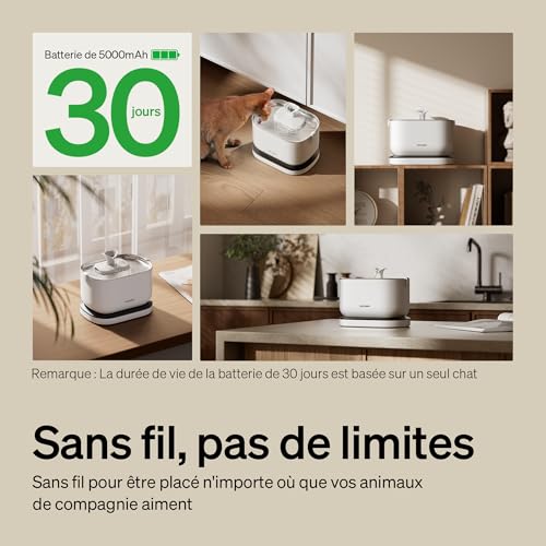 Fontaine a eau chat ultra silencieuse 23dB et sans fil PETLIBRO - 3