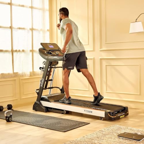 Image of Fitkit By Cult.Sport Ft350M 5.5Hp Peak Treadmill(Max Weight: 120Kg,Auto Incline,Max Speed 16Km /Hr&Massager)With Free Home Installation,Free Diet Plan,Trainer Led Sessions&1 Year Warranty,Black