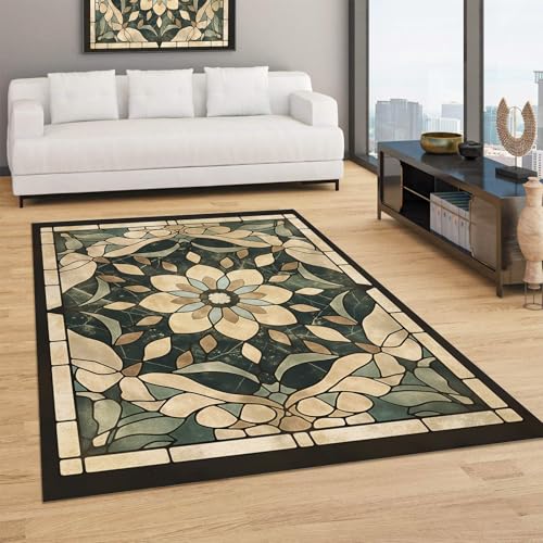 Tapis fleurs de style ethnique moderne lavable 150 x 210 cm - 4