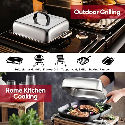 Cubierta para parrilla Joyfair, acero inoxidable, 2 piezas miniatura 6