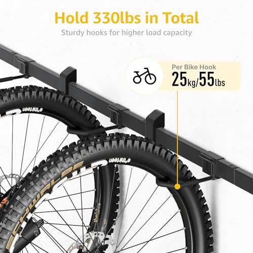 monTEK-Enhanced-Garage-Bike-Rack-Adjustable-6-Bike-Hangers-for-Garage-Equipped-with-785in-Extended-RailAccommodate-Various-Bicycle-SizesHeavy-Duty-Steel-Bike-Wall-MountMax-Capacity-330-lbs