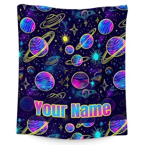 Custom Planet Blanket - 50x60 Inches Cute Throw Blanket for Men, Women - Soft Fuzzy Blankets for Bed, Couch & Travel