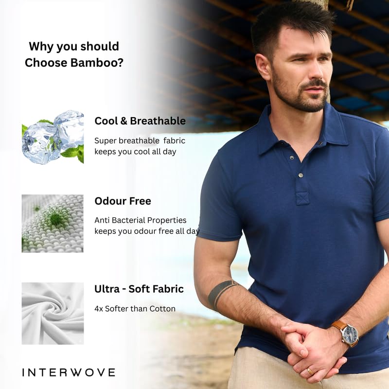 Image of Interwove Bamboo Knitted Polo T-Shirt