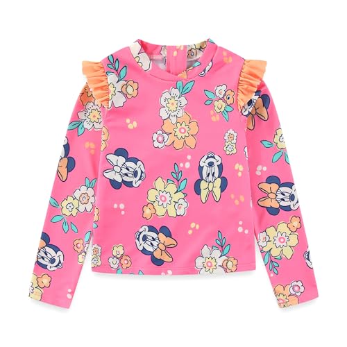 Image of Disney Minnie Mouse Girls UPF 50+ Long Sleeve Rash Guard and Bikini 2-Piece Swimsuit Set for Big Kids