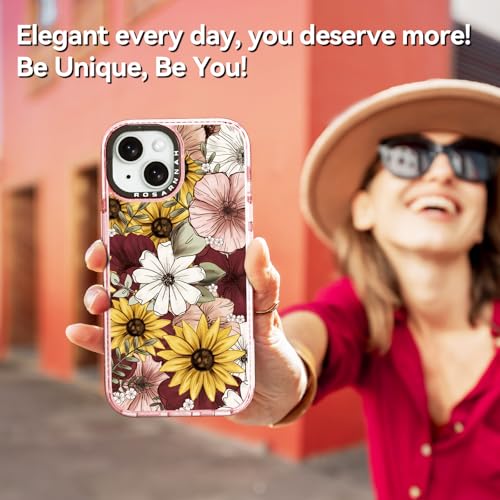 Coque iPhone 15 robuste rose pailletée contre chutes de 2m