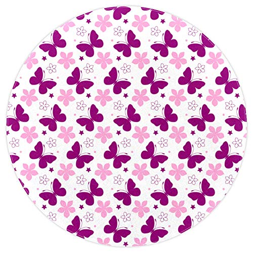 Tapis rond antidérapant papillon 160cm en polyester multicolore - 2
