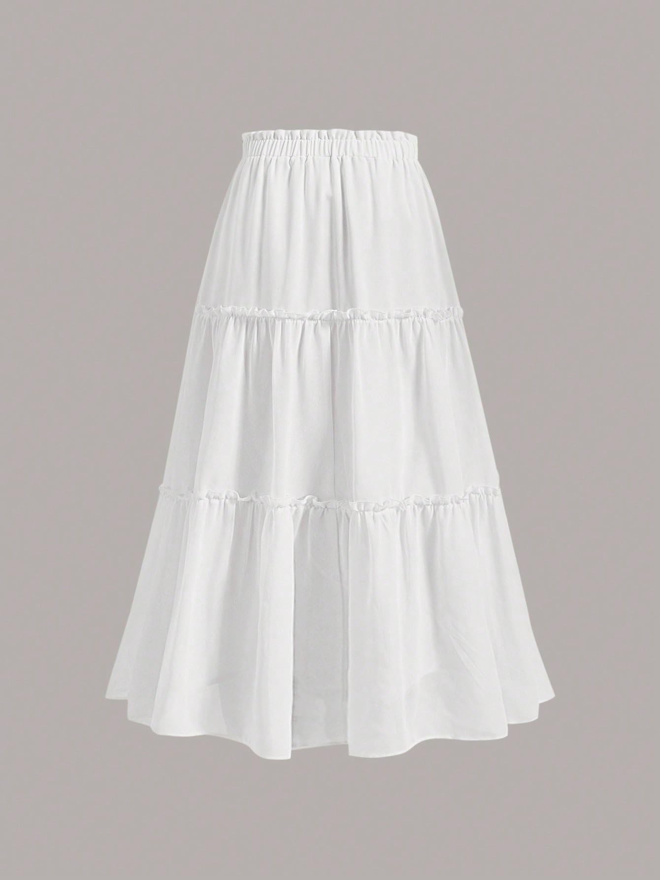 Faldas largas de mujer Ruffle Skirt Long Skirt Solid Frill Trim Ruffle Hem Skirt falda del club