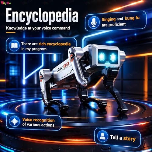 Image of VikriDA Interactive Robot Pet for Kids | Intelligent Programmable RC Pet with 30+ Actions and LED Eyes | Educational STEM Robot Toy for Boys Girls 6 7 8 9 10 11 Year Old