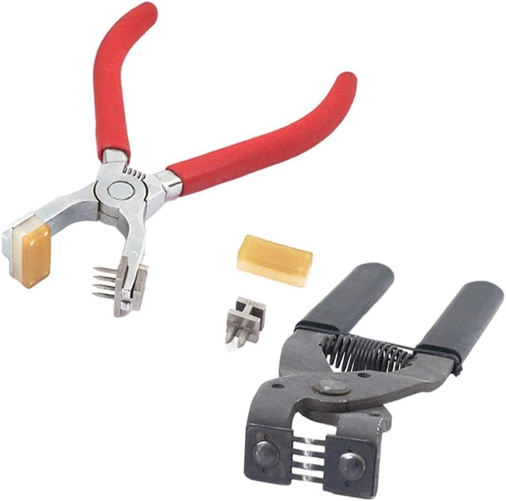 Steel Stitching Hole Punch Rhombus DIY 4mm Heavy Punch Hand Pliers for Fabric Craft Projects Straps Watch Bands Belts - (Color: Red)