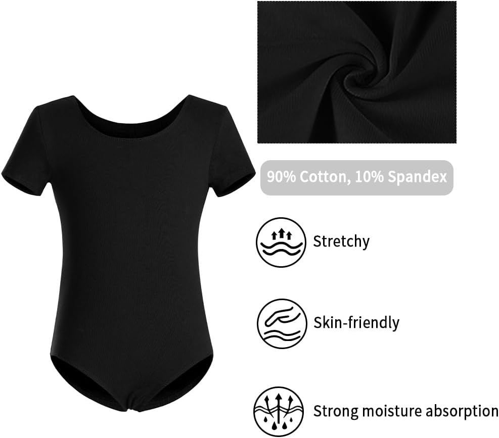 Girls' Short Sleeve Dance Leotard | Classic Scoop Neck, Short Sleeve, Full Front Lining, Team Training & Performance