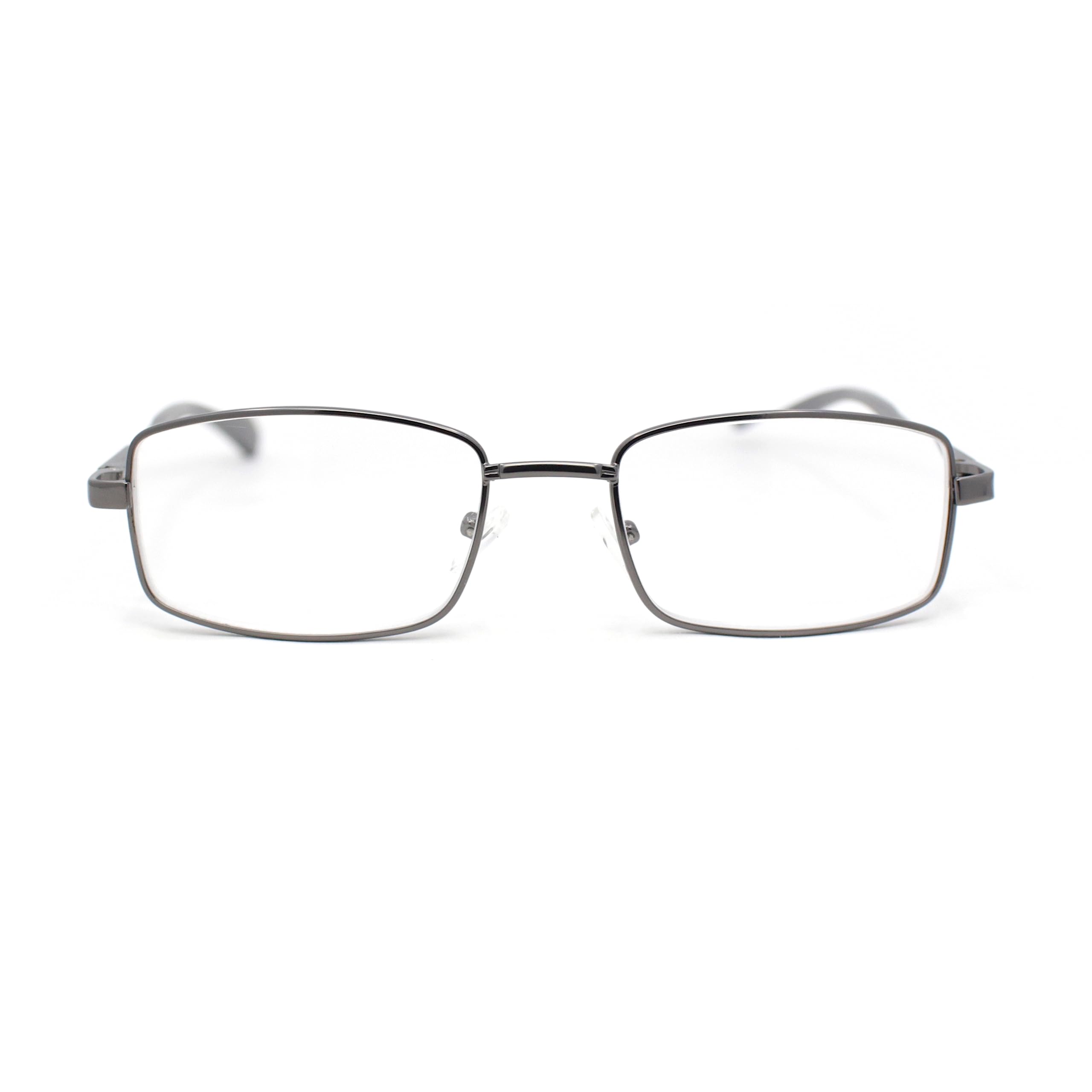 SA106 Classic Metal Rim and Arm Narrow Rectangle Reading Glasses Gunmetal +2.0