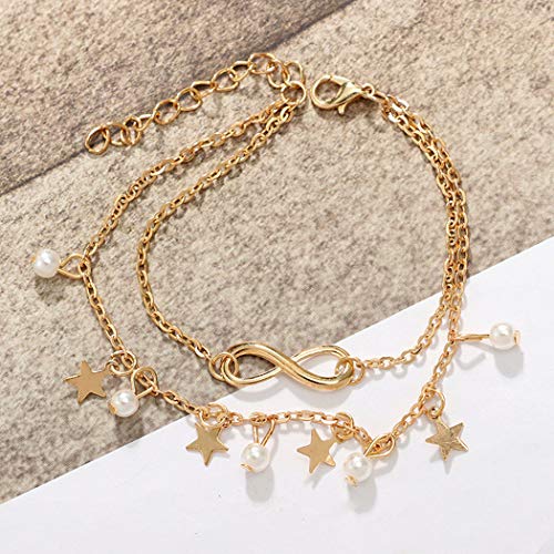 image for Shegirl Boho Infinite Anklet Bracelets Gold Layered Stars Anklet Chain