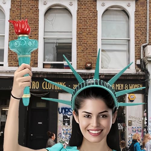 Generic WU869B7BVTODD4R3TM8J Statue Of Libertys Torch And Crown, Halloween Lady Libertys Cosplay, Adjustable Headband And Torch Set, Festive Partys Masquerade Role Play Accessory, Costume Accessories For 4Th Of July Independence thumb #2