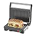 Quest Panini Press and Grill Sandwich Maker/Compact Stainless Steel Design/Non-Stick Hotplates/Cool Touch Floating Hinge Handle/Automatic Temperature Control