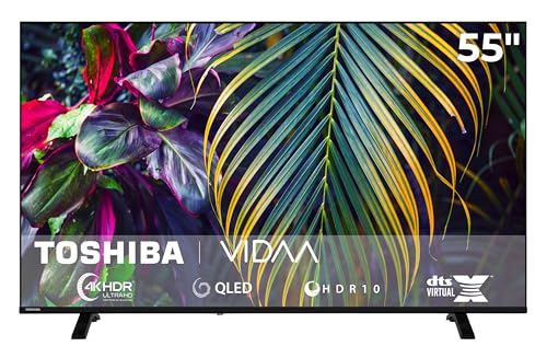Toshiba 55QV1563DDW 55 Zoll QLED Smart TV VIDAA - 4K UHD Fernseher mit Dolby Vision HDR, Triple-Tuner (DVB-C/S2/T2), Bluetooth & Streaming Apps (2026)