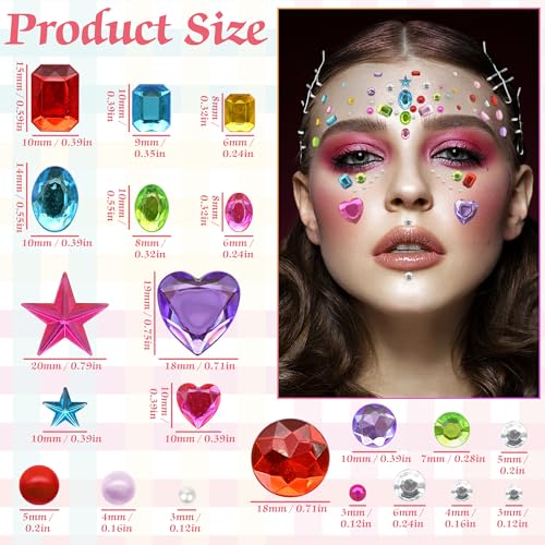 Image of 2442PCS Gem Stickers for Kids - Self Adhesive Rhinestone Stickers, Bling Acrylic Heart Stickers and Gems for Crafting, Stick On Gems for Scrapbooking, DIY Crafts, Card Making, Decorationsl