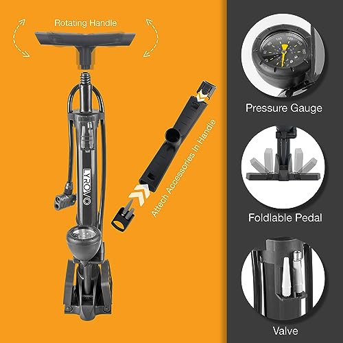 Lyrovo 160 PSI Portable Hand Pump Air Tyre Inflator Car Bike and Cycle (Black) 6 513I7PC+rtL