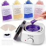 Chauffe Cire Epilation,450ml Kit Epilation Cire Inclure 400g Perles de Cire et 30 Bâtons A...