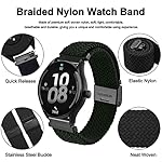 WOCCI 22mm Braided Nylon Watch Band for Men and Women, Quick Release, Black Stainless Steel Buckle (Black) - Image 3