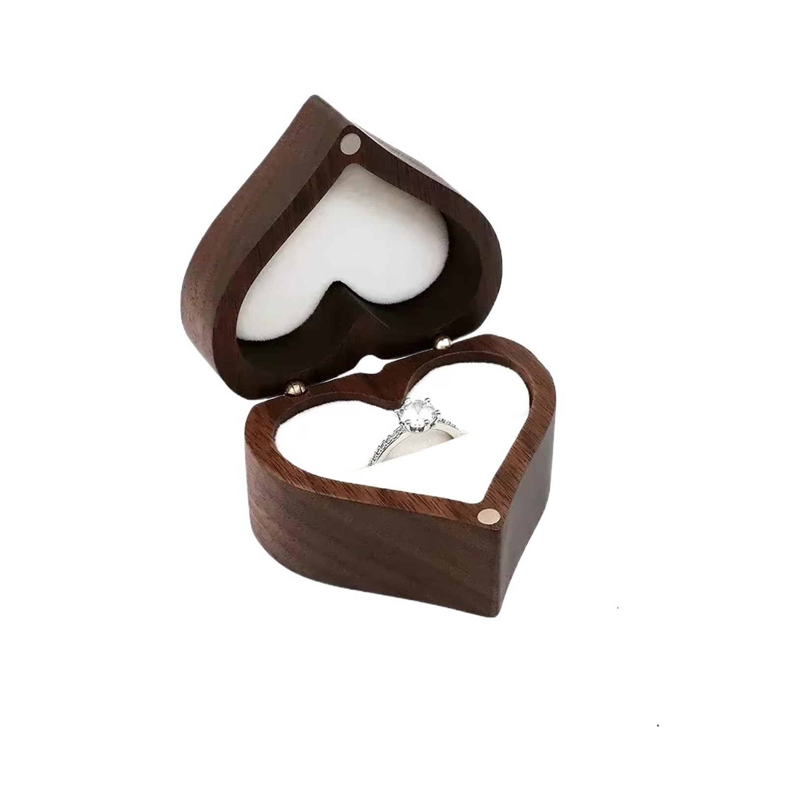 LCKKJHG Wedding Ring Box 1PCS Walnut Wood Ring Box For Wedding Ceremony Jewelry Storage Proposal(White)