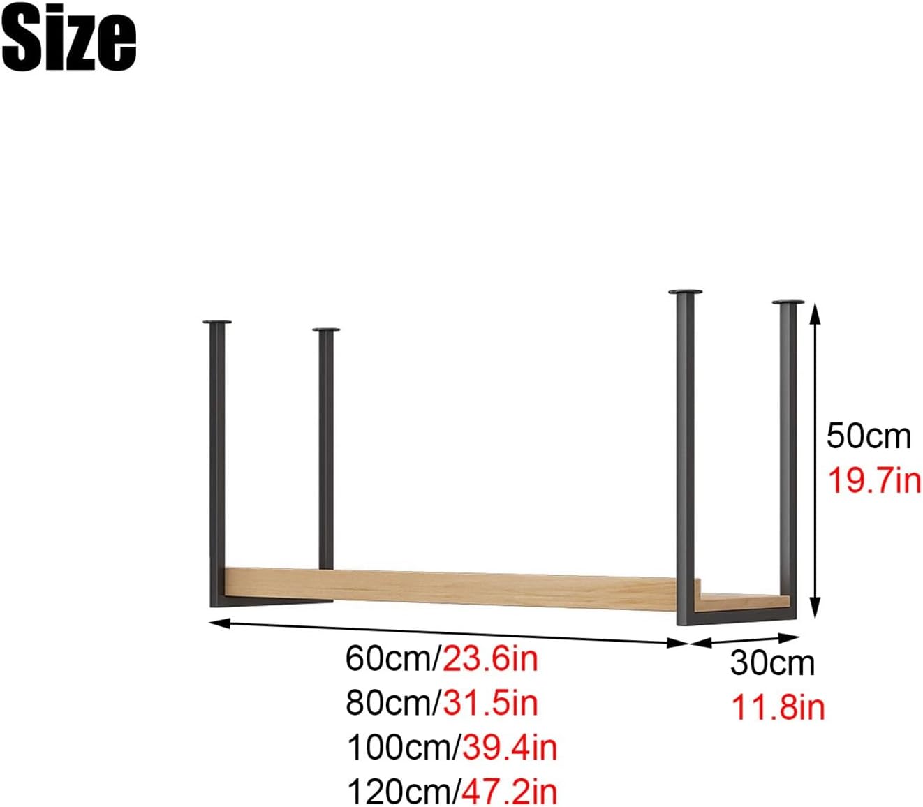 Ceiling Mount Shelf Bracket with Planks, Floating Shelves, Wine Rack, Hanging Storage Display Rack for Kitchen, Bar, Dining Room Decoration(120x30x50cm)