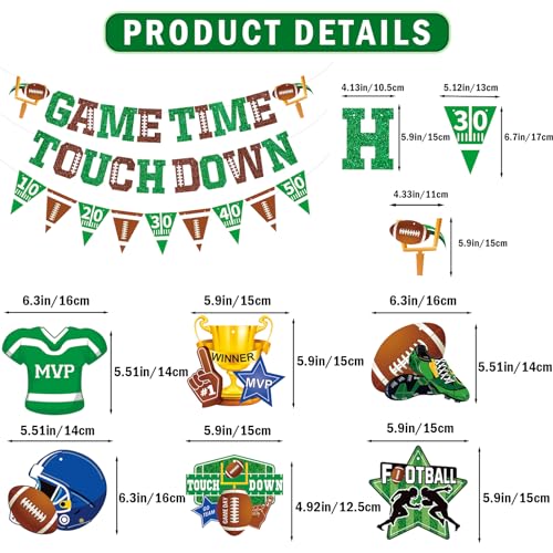 Image of Game Time Touch Down Football Banner: Football Party Decorations for Birthday Parties Birthday & Sports Fantasy Party Decorations