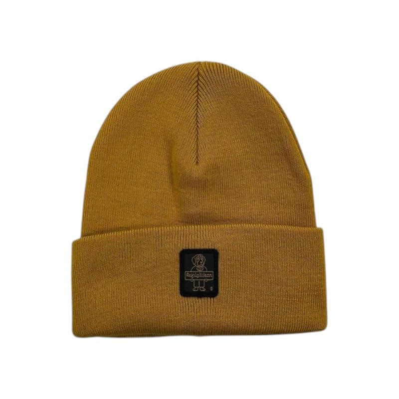 RefrigiWear Cappello Clark Hat B31918 B01406 Berretto Giallo Senape con Risvolto e Patch Logo Cuffia in Maglia Unisex