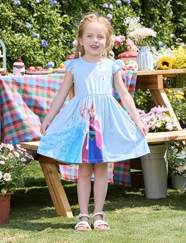 Disney Frozen Elsa Princess Minnie Mouse Stitch Toddler Girl Dresses 2 Pack Sleeveless and Ruffle Sleeve Dress Set 2-13 Years2