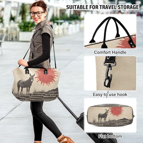 Vintage Donkey Sun Duffel Bag for Travel Gym Sport, Weekender Travel Bags Carry on Overnight Bag4