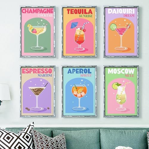 JATOK 6 Pack Malen Nach Zahlen Erwachsene, Paint by Numbers Malen Nach Zahlen, DIY Tasse mit Pinseln und Acrylfarben Handgemalt Ölgemälde Leinwand für Home Decor, Ohne Rahmen 20x30CM/8x12in