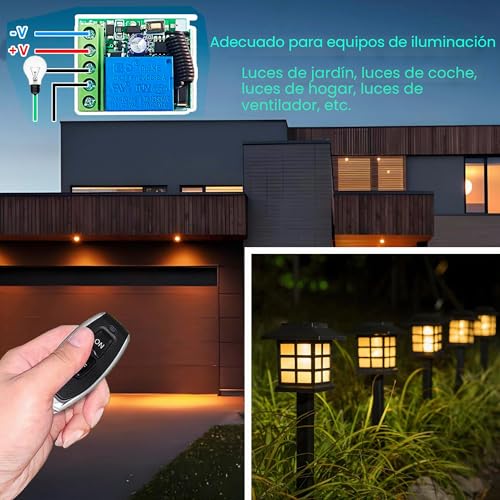 Miniatura 5 de Qiachip Interruptor De Control Remoto De Relé Inalámbrico 12v,Módulo Receptor De Relé Rf 433mhz Dc 12v 1 Canal Con 2 On Off Radiotransmisores Controlador