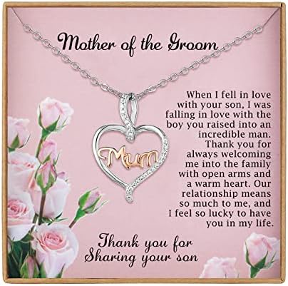 Vanjewnol Wedding Gifts for Mother of The Groom from Bride Mother in Law Gifts from Daughter in Law Personalised Gifts Bonus Mum Gifts Infinity Heart Silver Necklaces for Women N12D