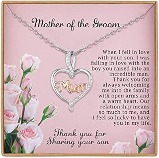 Vanjewnol Wedding Gifts for Mother of The Groom from Bride Mother in Law Gifts from Daughter in Law Personalised Gifts Bonus Mum Gifts Infinity Heart Silver Necklaces for Women N12D