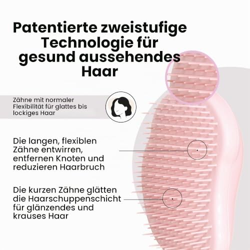 Tangle Teezer Original Haarbürste gegen Ziehen, Rosa, feine Haarbürste, pflegt das Haar, gegen Ziehen, weicher Kamm, gegen Haarbruch – Ansicht 2