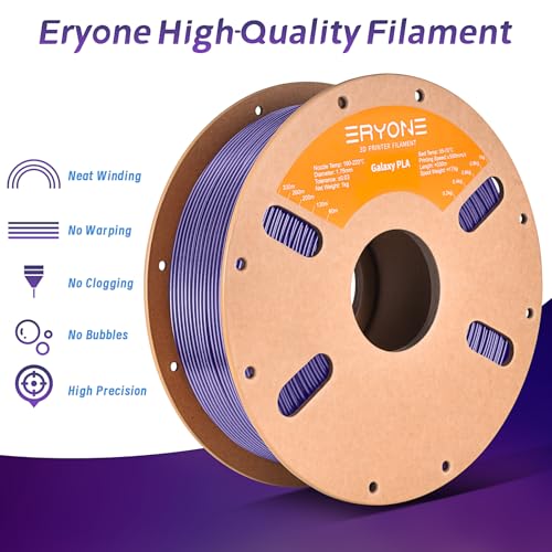 Image of ERYONE Galaxy PLA 3D Printer Filament, Sparkle Glitter PLA, 1.75mm + /-0.03mm, 1kg(2.2LBS) /Spool, Christmas Filament, Galaxy Purple