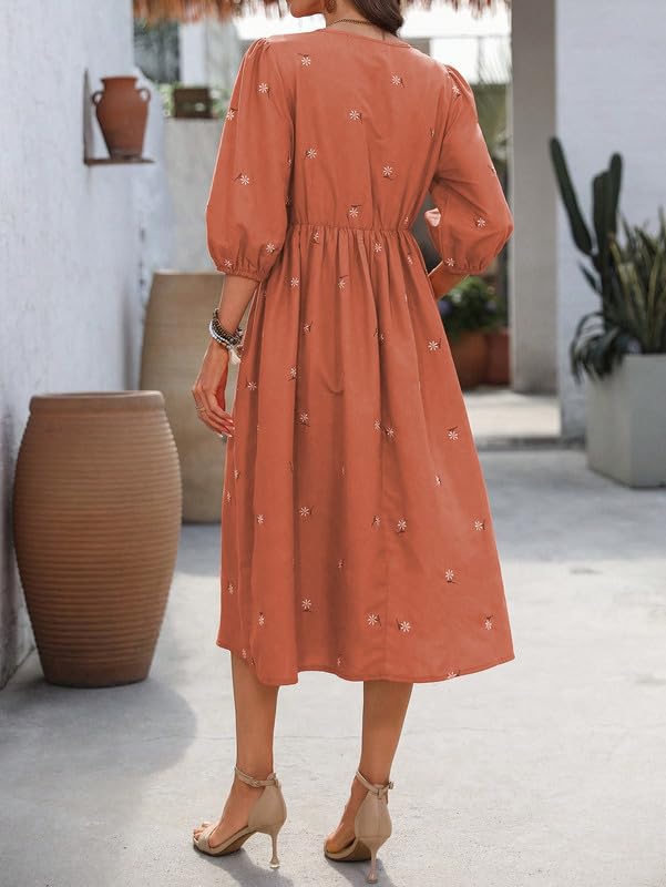 Image of SMOWKLY Cotton Blend Women's Casual Dress Mid-Length Maxi Dress for Woman ||Stylish Frocks for Women ||One Piece Dress for Women || Long Midi Dress for Woman || Party & Beach Wear